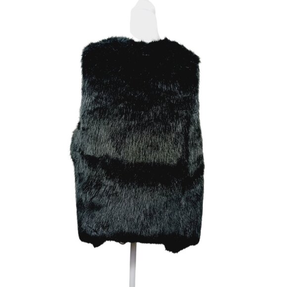Skies Are Blue, Black Faux Fur Vest, Size Medium, Chic, Glamourous, Luxe, Resort - Picture 4 of 12
